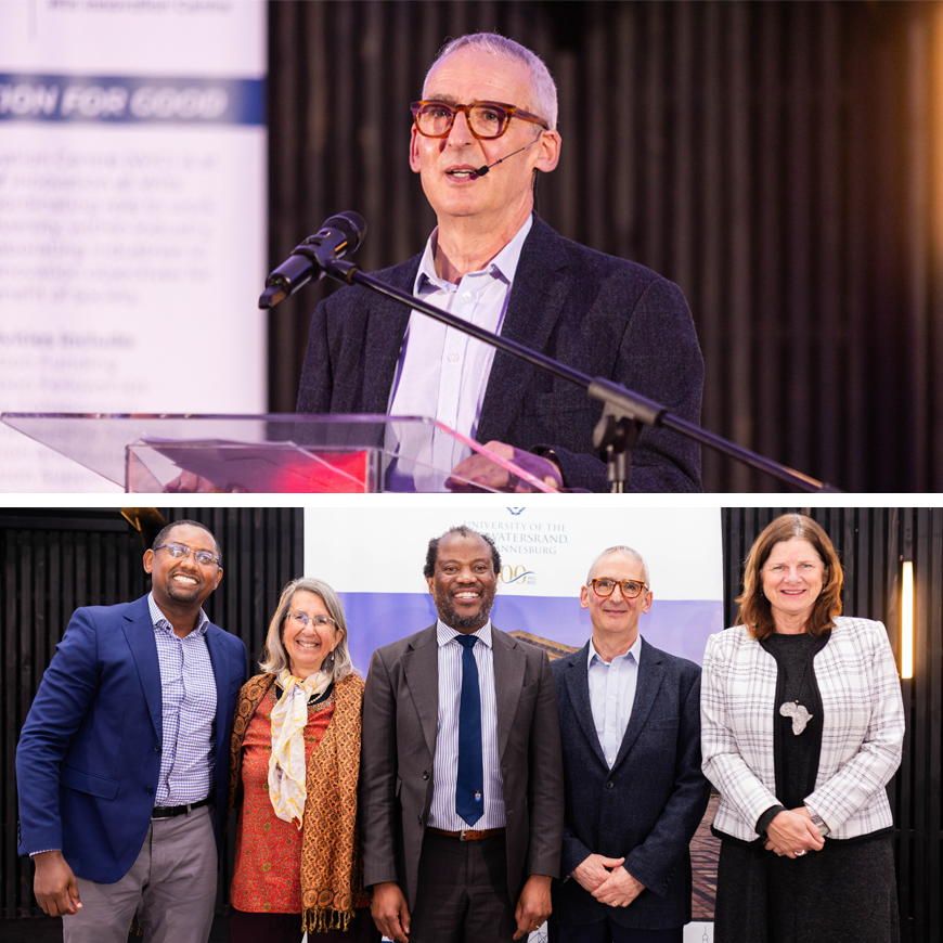 Top_Sir John Lazar. Bottom L-R: Professor Solomon Assefa, Rina King, Professor Zeblon Vilakazi, Sir John Lazar, Professor Lynn Morris